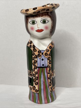 Susan Paley Bella Casa Kimberly By Ganz Vase Hand Painted Whimsical 11”h