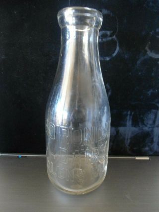 Adirondack Dairy Vintage Glass Quart Milk Bottle,  Glens Falls,  York