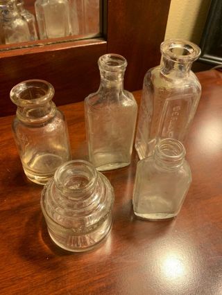 Small Old Bottles Including Apothecary,  Bayer,  3ii,  Real Shine And Derma - Balm