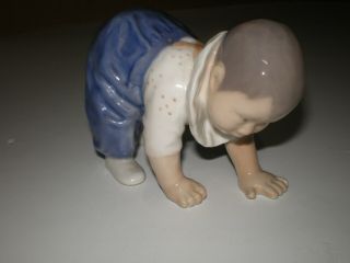 Vintage Royal Copenhagen Denmark Crawling Baby Boy,  Porcelain Figurines,  1518