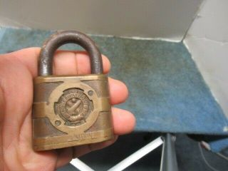 Old Brass Army Yale Logo Padlock Lock Ordnance Dept.  N/r