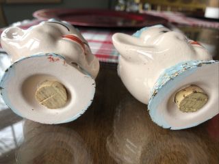 VTG Pixie Elves Salt Pepper Shakers Figural Head Ceramic Cork Closure 2