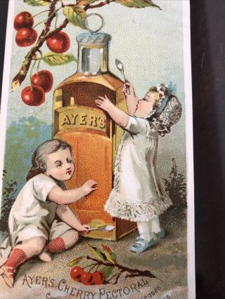 Ayers Cherry Pectoral Medicine Advertising Card Showing Bottle