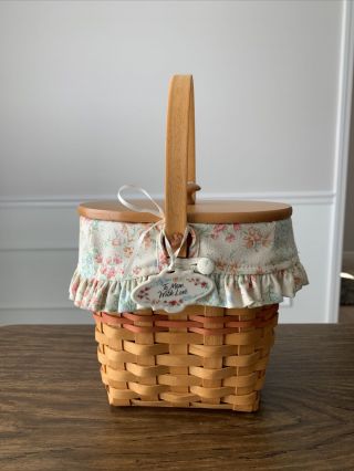Longaberger Mother’s Day Basket - Handle,  Liner,  Protector & Tie - On