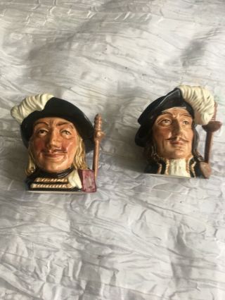 2 Of The 3 Musketeers Royal Doulton Aramis D6508 Athos D6509 Toby Mugs