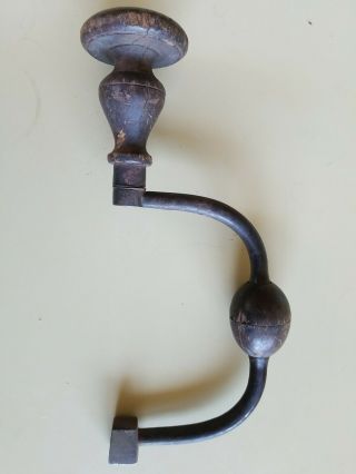Rare Antique Primitive Miller ? 1845 ? Brace Hand Drill Tool