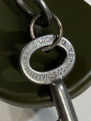 WWII Military Eagle Co Army Trunk Lock & Keys Foot Locker Hing Lock Box.  NOS 3