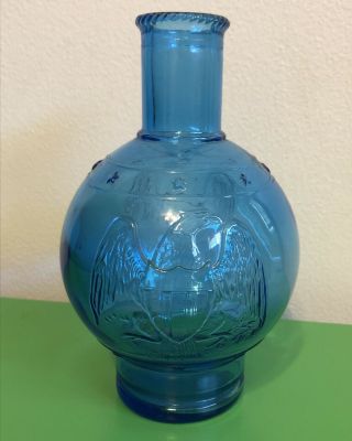 Vintage Wheaton Nj Glass Cobalt Blue Bottle American Eagle Stars Patriotic