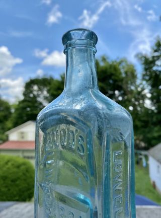 Hoods Sarsaparilla Lowell MassC I Hood & Co paneled medicine bottle 1880s blown 3