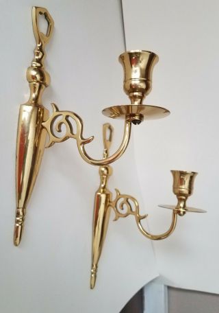 Vintage Pair Brass Candle Holder Wall Sconces Decor India