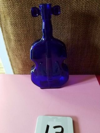 Vintage Deep Cobalt Blue Glass Bass Cello Violin Bottle