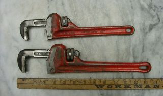 2 Vntg Ridgid Heavy Duty Pipe Wrenches,  10 " & 12 ",  Xlint Overall,  L@@k