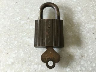 Vintage Military Brass Padlock & Key,  The Eagle Lock Co.  Terryville,  Ct