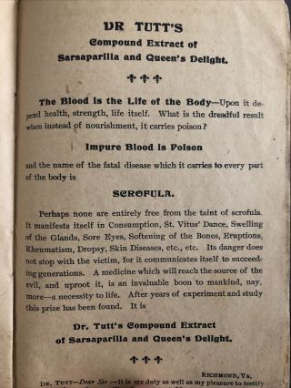 1890s Dr Tutts Sarsaparilla Dream Book Medicine Advertising Booklet