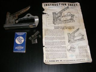 Vintage Hansen No.  3 Staple Gun W/ Instructions