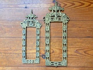 2 Different Size Sconce Frames With Dolphins Antique Brass