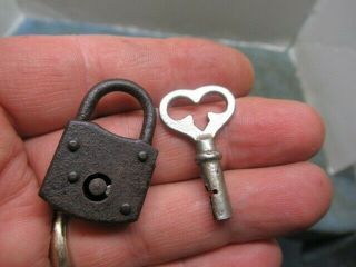 Very Unusual Mechanism Old Miniature Padlock Lock With A Key.  N/r