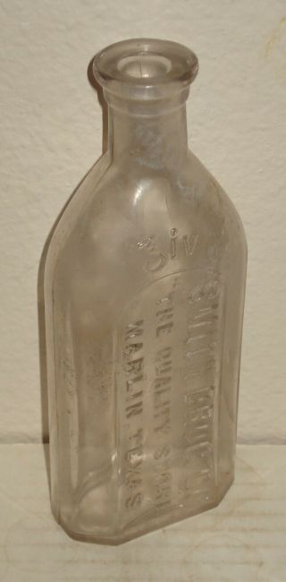 Old " Smith " Embossed Drug Store Bottle - Marlin,  Tx