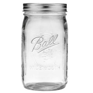 Two (2) Mason Jars Ball Quart 32 Oz Wide Mouth Canning Lid - Clear Glass