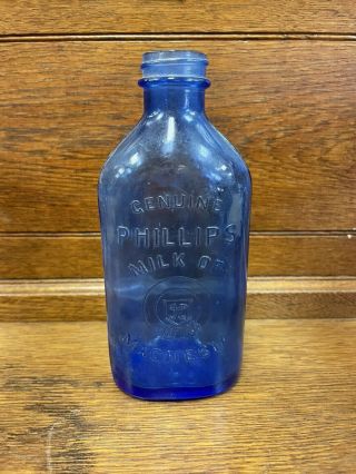 Vintage Old Cobalt Blue Glass Phillips 