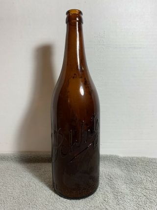 Vintage Schlitz Amber Beer Bottle Embossed 11 - 1/2 " Tall (1 Blimish — Picture 4)