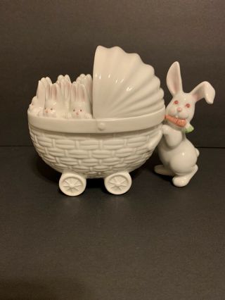 Fitz And Floyd Fugurine Mama Bunny With Buggy Carriage
