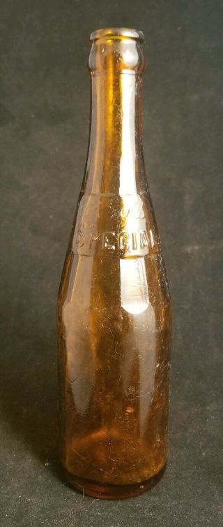 Vintage Brown Glass Reifs Special Soda Bottle 26