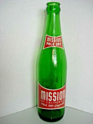 Vtg Mission Of California Pale Dry Ginger Ale Soda Bottle Green Glass 12oz