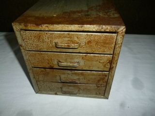 Vintage 4 Drawer Metal Tool Chest Cabinet Jewely Machinist Hobby Parts 2