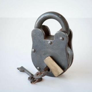 Vintage Metal Padlock Lock W/ 2 Keys