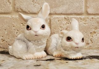Vintage Goebel W Germany White Bunny Rabbit Porcelain Figurines Set Of 2