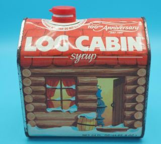 Vintage Log Cabin Syrup Tin 100th Anniversary Advertising Metal 1987