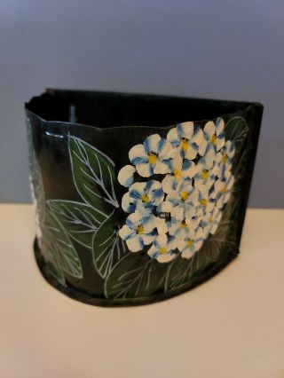 Vintage 1960s Floral Hand Painted Metal Wall Hanging Planter