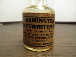 Vintage Glass Remington Typewriter Oil Bottle Miniature with Cork Paper Label 2