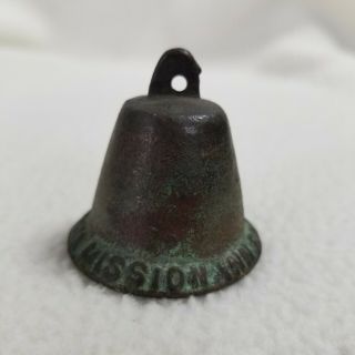 Vintage Mission Inn Riverside California Souvenir Small Bell Cast Metal 1.  5 "