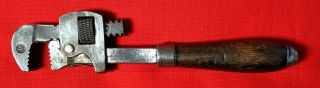 Vintage Stillson Pipe Wrench 6” Wood Handle By Moore Drop Forging,  Springfield