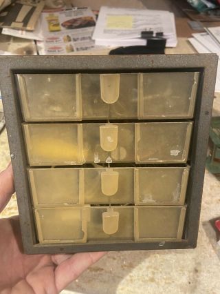 Vintage Craftsman Metal Parts Bin Organizer Tool Box Cabinet 4 Drawers Blue