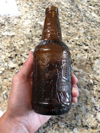 Vintage Sarsaparilla Amber Glass Soda Bottle Sioux City Cowboy Saloon Embossed