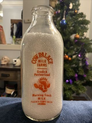 Cow Palace Milk Farms Phoenix Temple Mesa Arizona Milk Bottle Quart