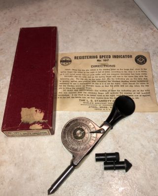 Vintage Starrett Speed Indicator No.  107 With Tips