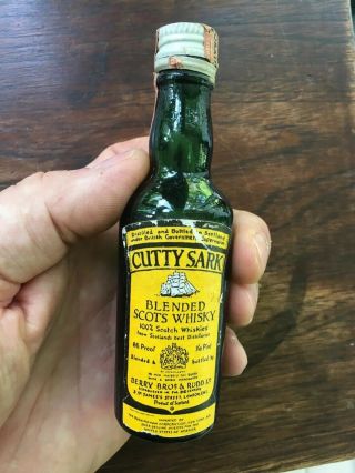 Vintage Cutty Sark Blended Scots Whisky Miniature (empty) Bottle - Old Tax Stamp