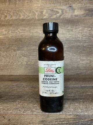Vintage Advertising Eli Lilly Amber Medicine Bottle Pruni - Codeine Empty