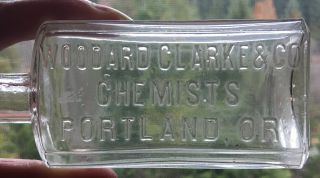 Early Portland,  Ore.  Woodard Clarke And Co.  Embossed Pharmacy Drug Bottle 2