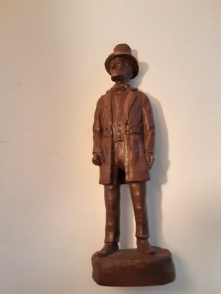 Red Mill Mfg Statue Of Abraham Lincoln 10 1/2 " Made Of Crushed Pecan Signed.