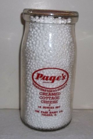 The Page Dairy Co.  Toledo Oh.  Pyro Pint Wide Mouth Jar Demanded For It 