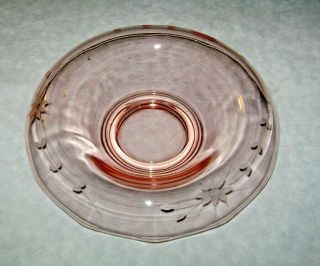 Cambridge Decagon Pink Depression Glass Console Bowl Floral Etched Rolled Rim