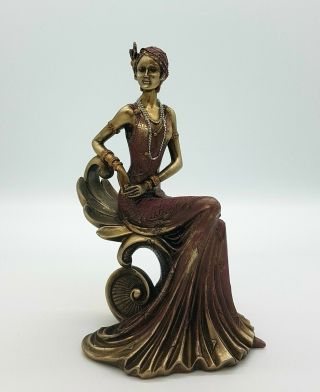 Art Deco Style Bronze Elegant Broadway Belle Female Lady Figurine Statue Art