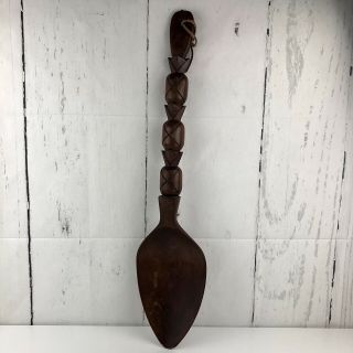 Vintage Hand Crafted Large Wooden Spoon Wall Hanging Decor Philippines 26 " Long