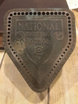 Vintage National Twist Drill & Tool Co Drill Index Detroit Usa Copper Plated