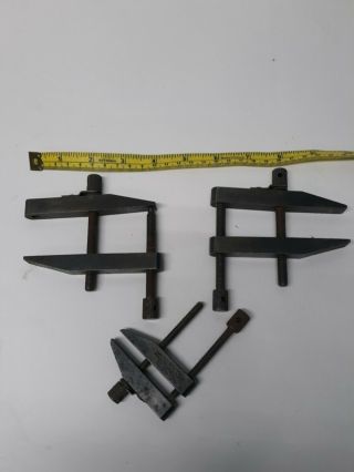 3 Parallel Machinist Clamps One Starrett 161 - B,  2 Bigger Unmarked Clamps